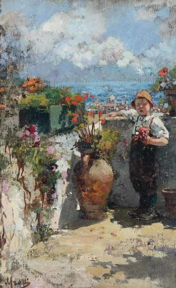 Bambino sulla terrazza